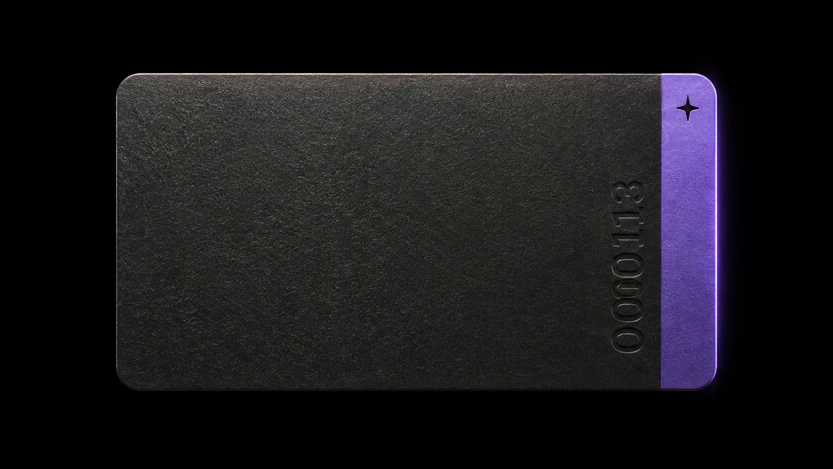 Matte black TEST access pass with a violet edge